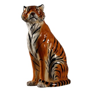 Italian Tiger Sculpture in Ceramic For Sale