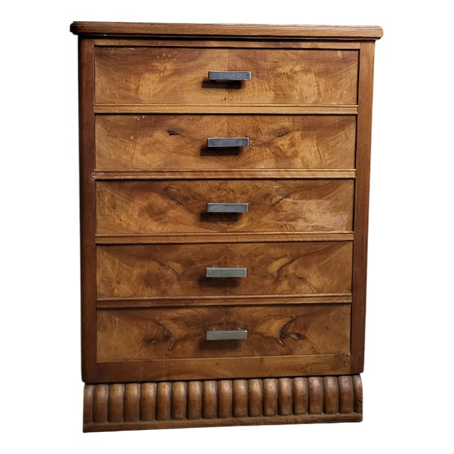 Art Deco Style Walnut Chest of Drawers, 1950s For Sale