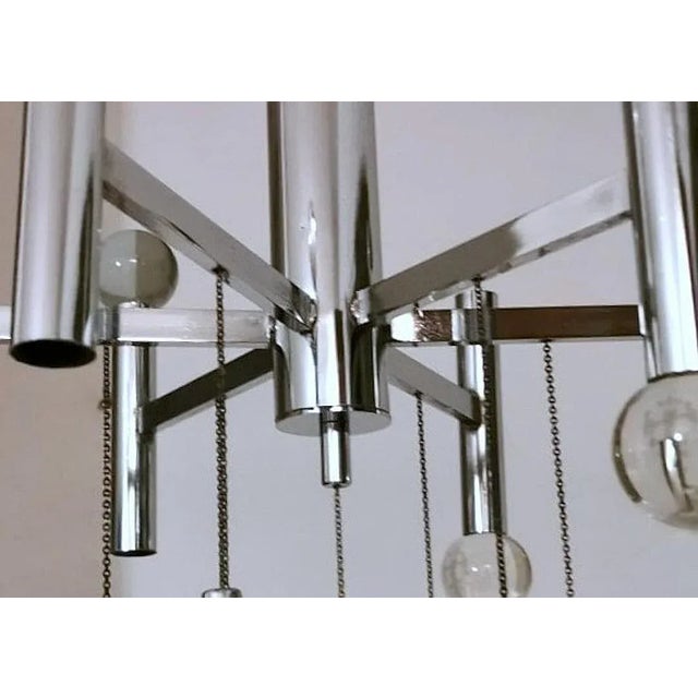 Metal 1970s Sciolari Gaetano Italian Space Age Style Chandelier in Chrome-Plated Brass For Sale - Image 7 of 12