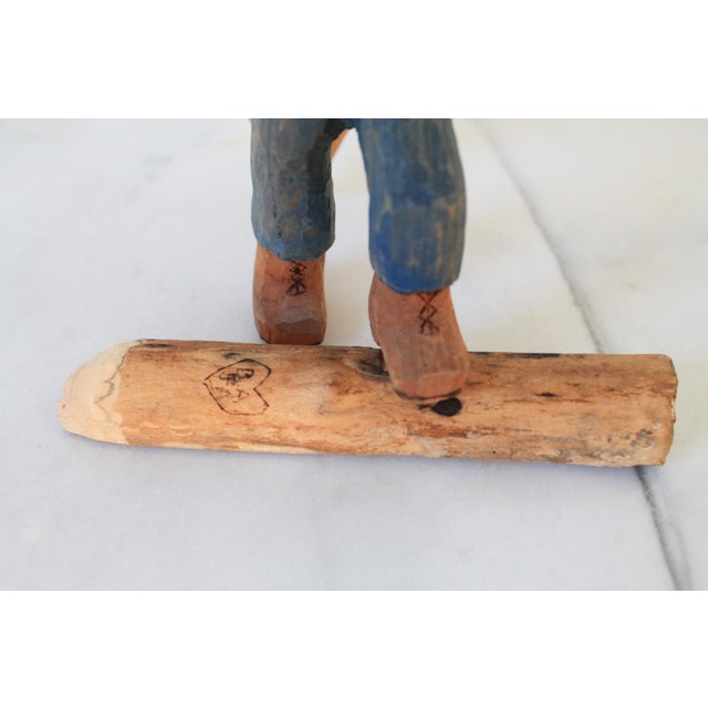 Late 20th Century Vintage Hand-Carved Wooden Figurine For Sale - Image 5 of 14