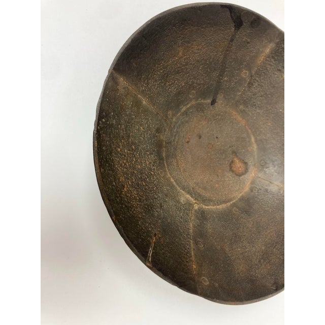 Brutalist Vintage Brutalist Iron Bowl With Fine Original Age Patina For Sale - Image 3 of 12