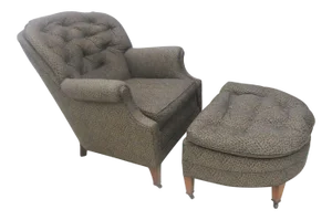 Vintage Mid-Century Leopard Print Club Chair & Ottoman Set