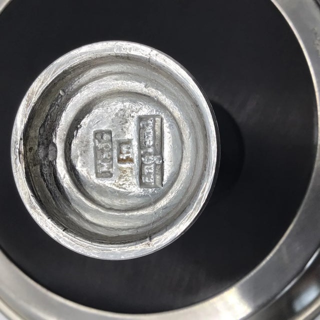 Metal Vintage Pewter Eales of Sheffield Serving Tray and 6 English Pewter Stemmed Aperitif Glasses - Set of 7 For Sale - Image 7 of 13