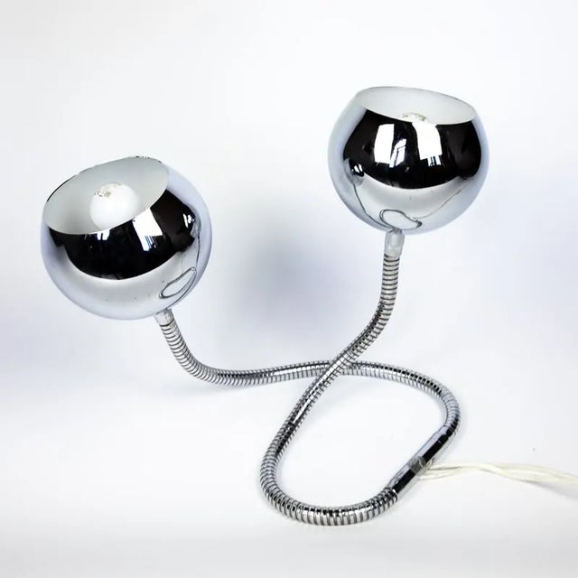 This rare Italian mid-century chrome table lamp, named after "serpente“ meaning snake in Italian, is characterised by a...