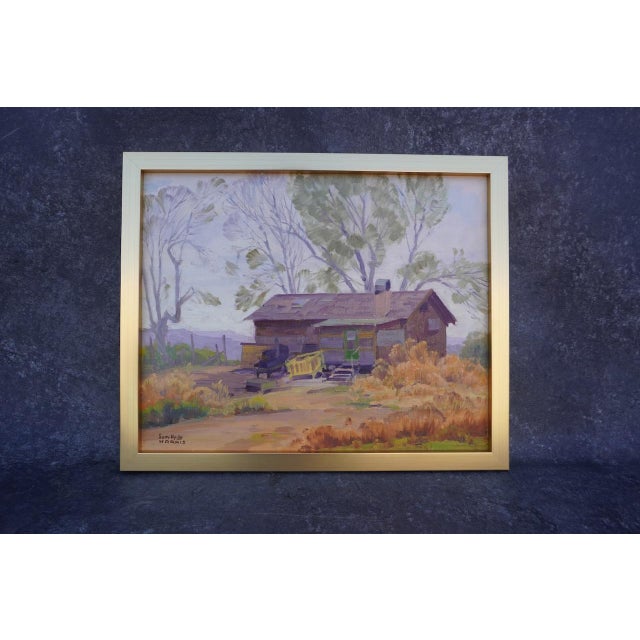 Figurative Sam Hyde Harris- California Cabin - Oil on Board C 1930s, Framed For Sale - Image 3 of 9