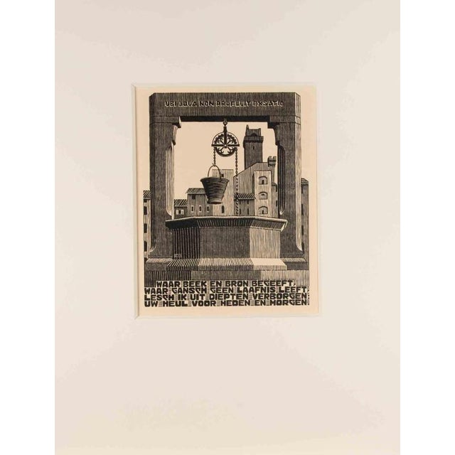 Woodcut print realized by escher for the series "emblemata", and published in 1931. On hollande van gelder paper. Edition...