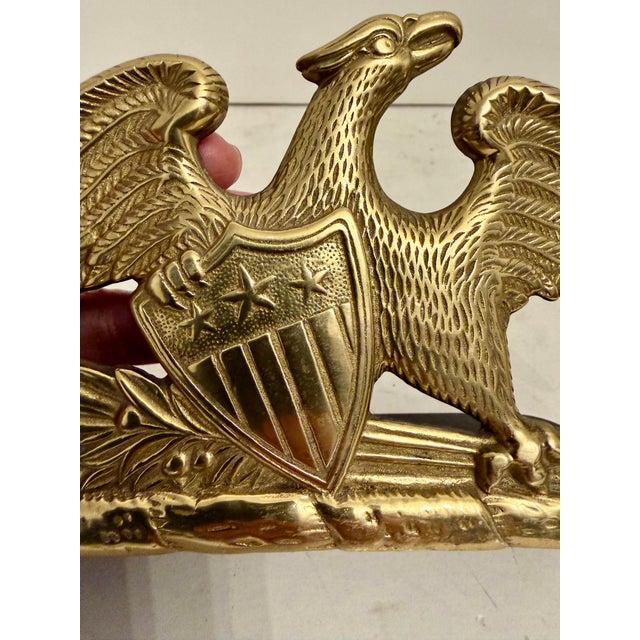 Brass Pair of Virginia Metalcrafters Brass Eagle Bookends For Sale - Image 8 of 11