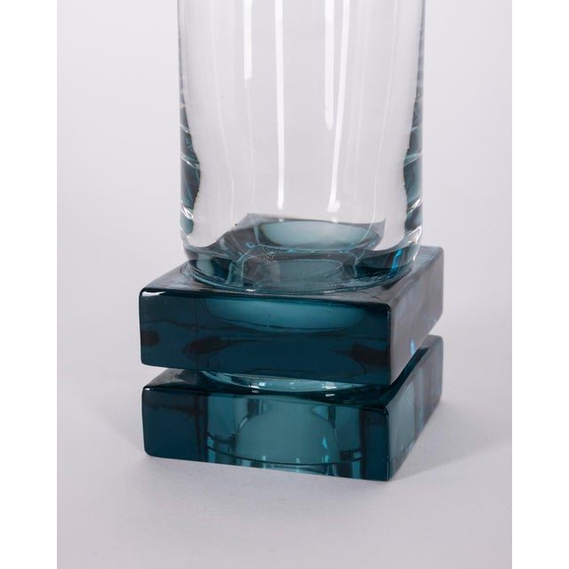 Blue Vintage Italian Blue Crystal Glasses, 1970s, Set of 11 For Sale - Image 8 of 10