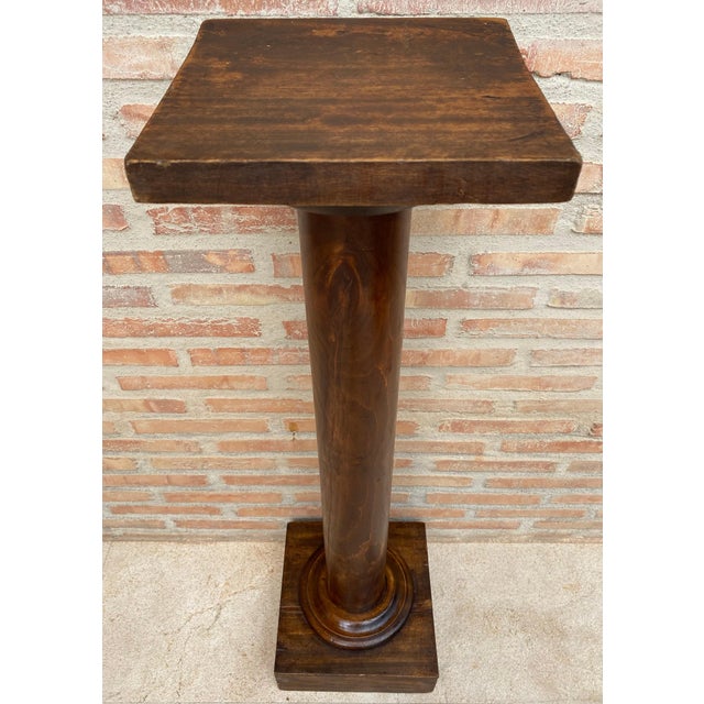 Mid-Century Modern Mid-Century French Pedestal Plant Holder in Walnut Wood, 1960s For Sale - Image 3 of 6