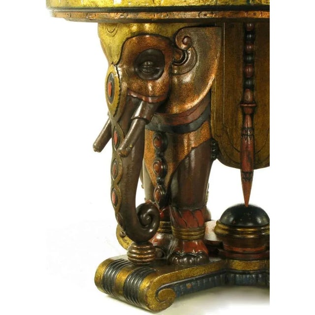 Early 20th Century Extraordinary 1920s Polychrome Parcel Gilt Elephant Center Table For Sale - Image 5 of 8