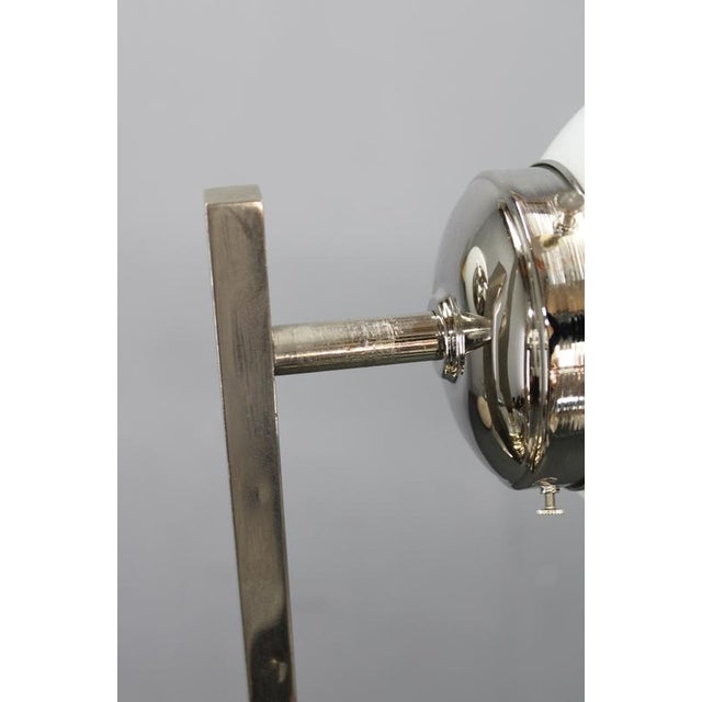 Gold Czechoslovak Art Deco Nickel Chandelier with Opaline Glass Globes, 1930s For Sale - Image 8 of 12