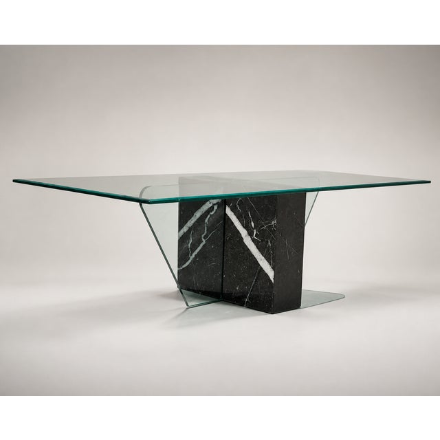 Postmodern Postmodern Geometric Glass and Marble Coffee Table, 1980s, Mid-Century For Sale - Image 3 of 10