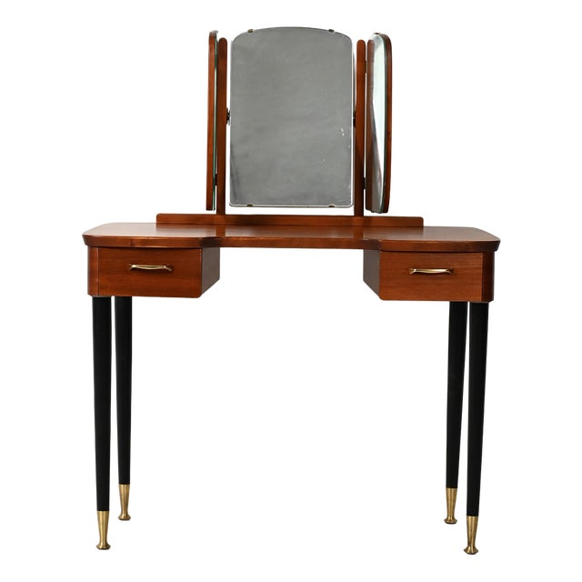 Scandinavian Dressing Table with Trilobate Mirror, 1950s-1960s For Sale