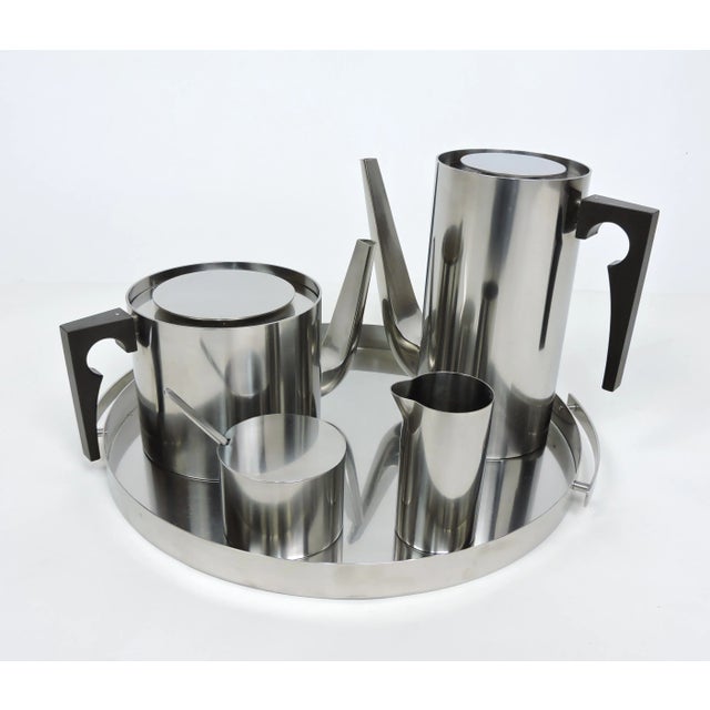 1960s Arne Jacobsen Cylinda Danish Modern Stainless Steel Coffee Tea Set for Stelton- 5 Pieces For Sale - Image 11 of 11