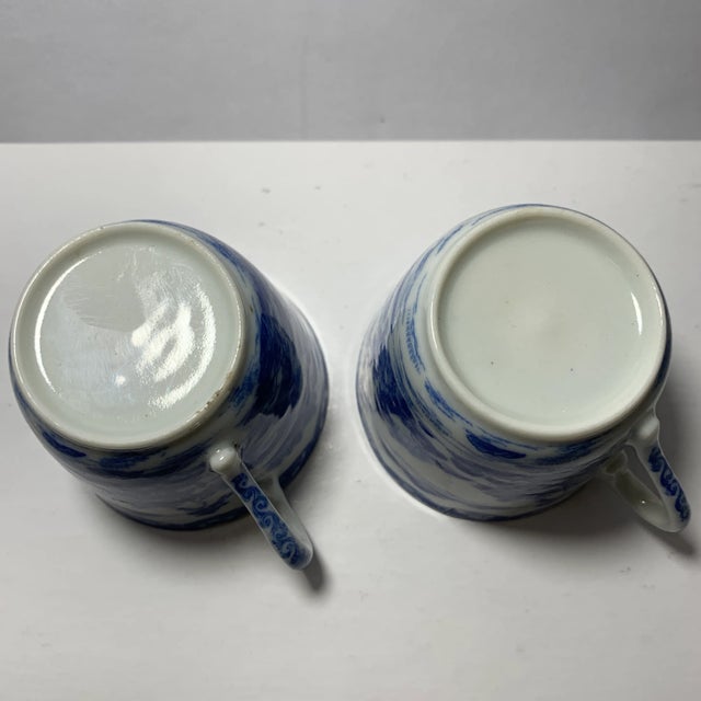 Cornflower Blue Antique Blue Willow Cups, a Pair For Sale - Image 8 of 9