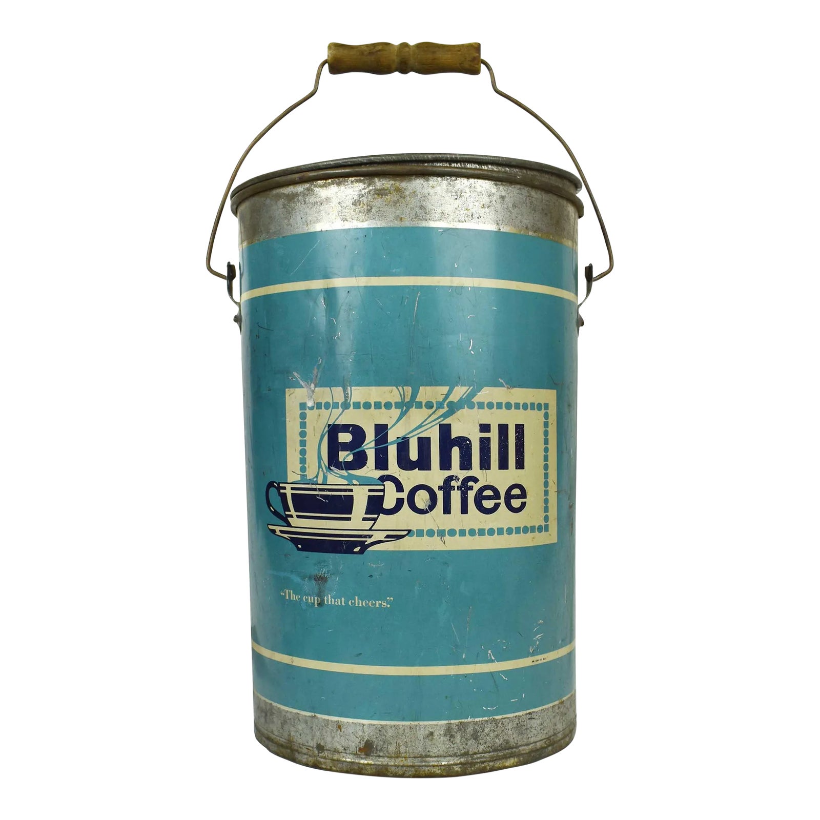 Early 1900's Large Bluhill Brand Coffee Martin Bros. Co Coffee Tin Usa