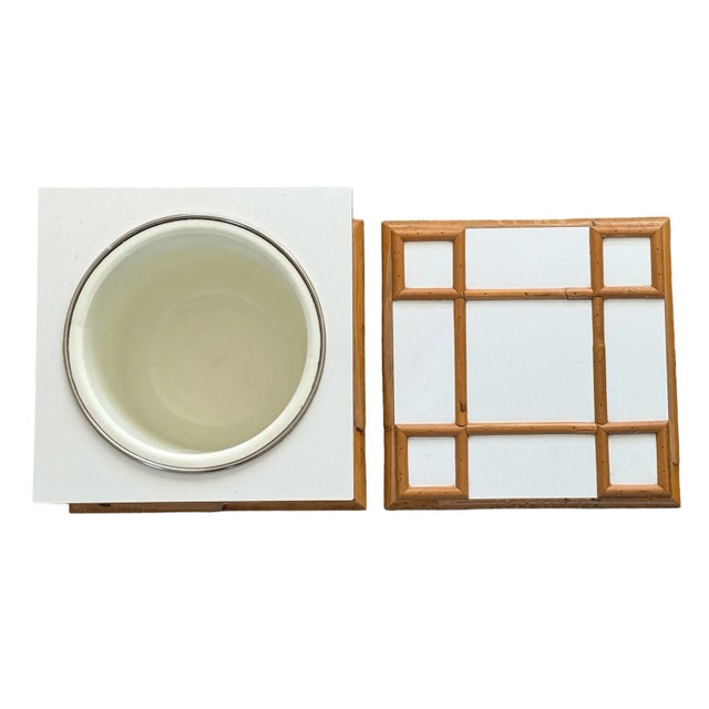 Wood Vintage Tommaso Barbi Rattan Ice Bucket For Sale - Image 7 of 11