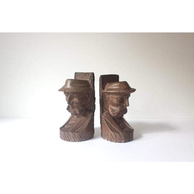 1970s 1970s Hand Carved Wood Bookends - a Pair For Sale - Image 5 of 10