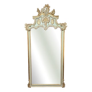 French Style Mirror with Cherub and Plaques For Sale