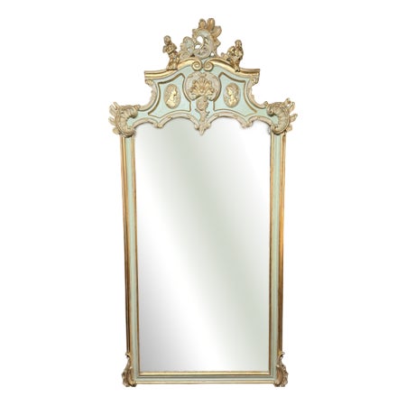 French Style Mirror with Cherub and Plaques For Sale