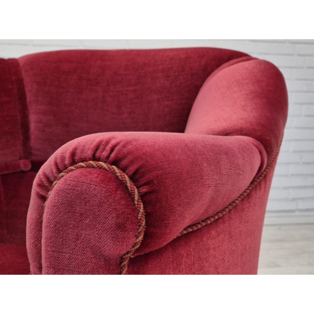 Danish Lounge Chair in Velour with Ash Legs, 1950s For Sale - Image 16 of 18