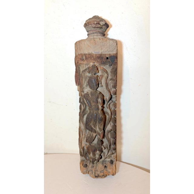 Figurative Large Antique 17th Century Carved Wood Architectural Salvage Deity Sculpture For Sale - Image 3 of 15