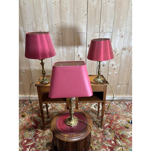 Louis XV Bronze Table Lamps, Set of 3 For Sale - Image 4 of 13