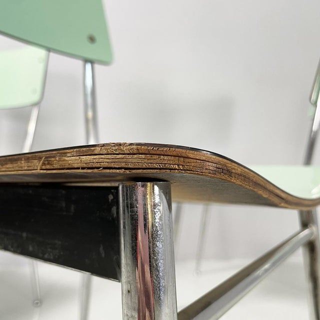 Mid-Century Italian Modern Chairs in Aqua Green Formica and Metal, 1960s, Set of 4 For Sale - Image 15 of 18