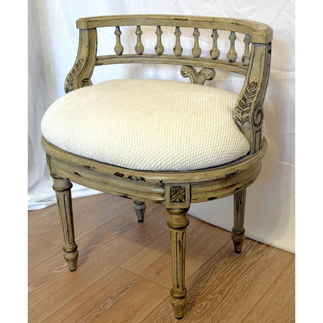 Vintage French Style Vanity Stool For Sale - Image 11 of 17