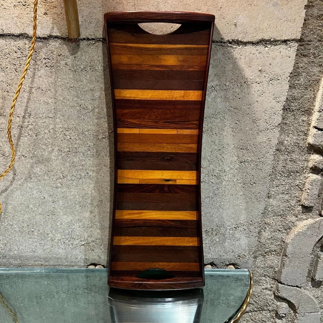 Mid-Century Modern Serving Tray by Don S. Shoemaker, 1980s Exotic Woods For Sale - Image 9 of 13