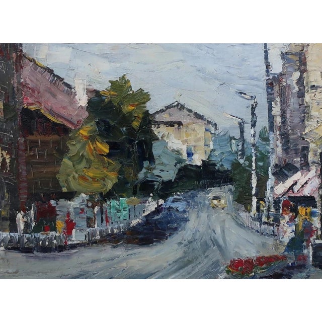 1980s City Landscape Urban Antique Oil Painting Original Soviet Art Ukrainian Artist Weaver 35-48 For Sale - Image 4 of 6
