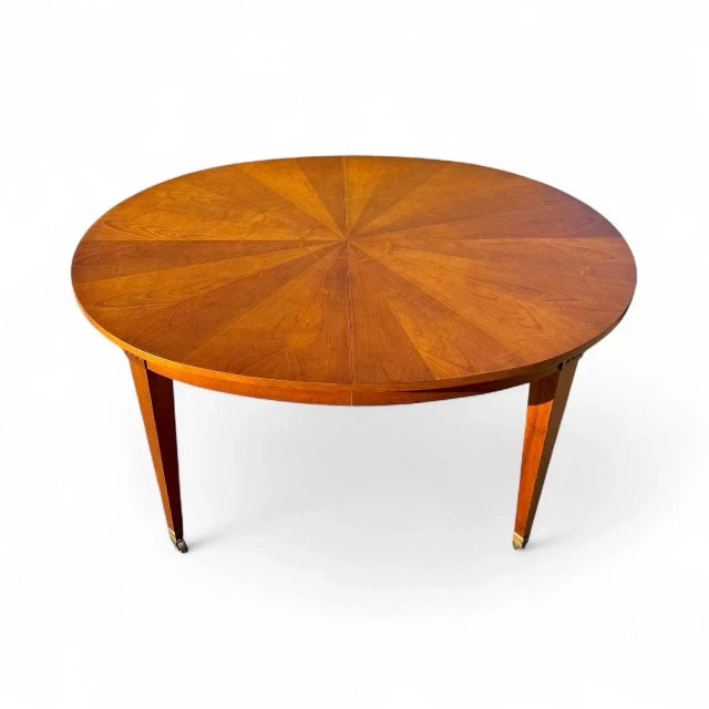 French Mid-20th Century Louis XVI Style Dining Table With Sunburst Top by Baker Furniture Co. For Sale - Image 3 of 10