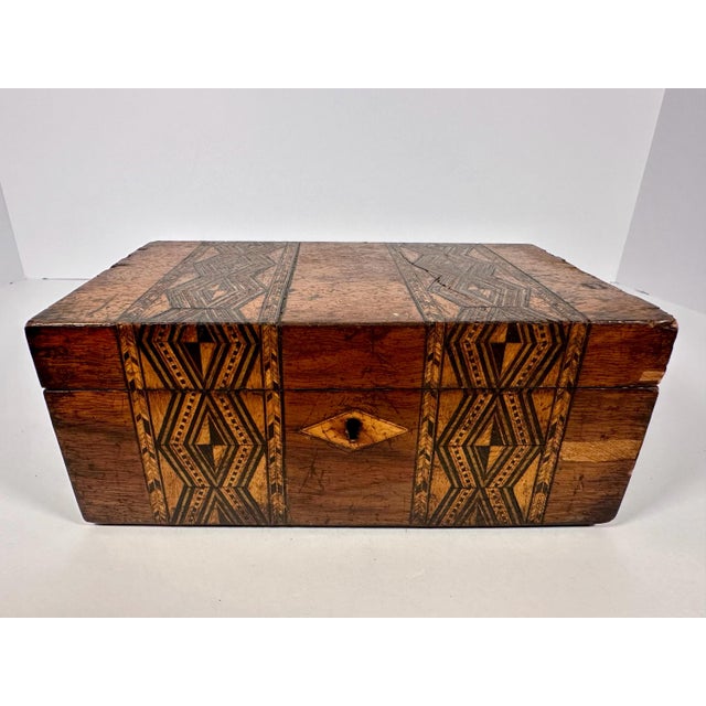 Antique Tunbridge Marquetry Trinket Box for your consideration. The box measures approx. 8 inches long, 5 inches deep and...