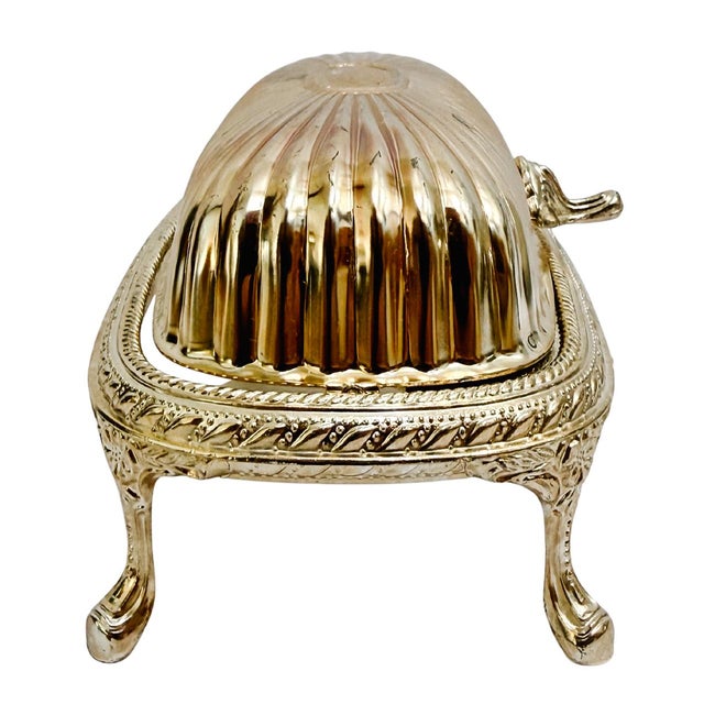 Vintage Silver-Plated Revolving Butter Dish With Glass Liner - Footed Roll-Top Caviar Server For Sale - Image 4 of 10