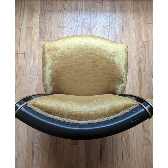 1980s Solid Mahogany Dining Table With Crushed Velvet Chairs For Sale In Chicago - Image 6 of 11
