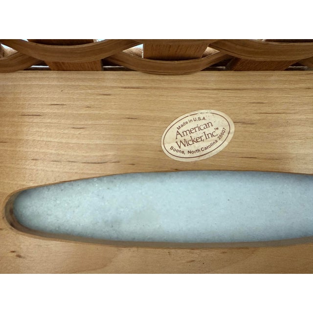 Vintage Woven Splint Wood Tissue Box Cover For Sale - Image 9 of 11