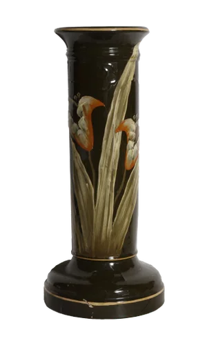 Mid 20th Century Orange Lily Porcelain Lamp Base