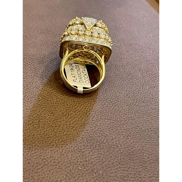 9 Carat Diamonds VS Quality Dome Shape Cocktail Platinum and Gold Ring Estate For Sale - Image 12 of 18