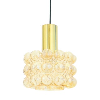 Mid-Century Space Age Amber Bubble Glass Pendant Light by Helena Tynell for Limburg, Germany, 1970s For Sale