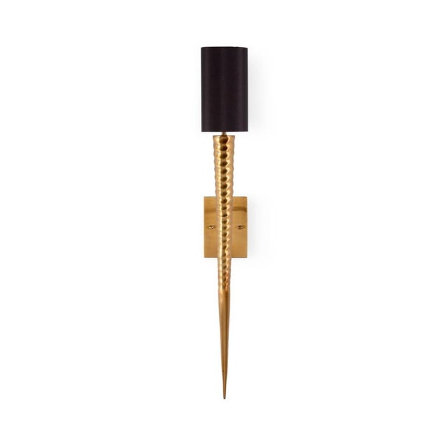 Contemporary Wildwood Laguna Sconce - Brass with Black Silk Shade For Sale - Image 3 of 3