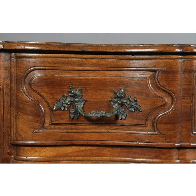 French Provincial Louis XV Provincial Walnut Commode For Sale - Image 3 of 10