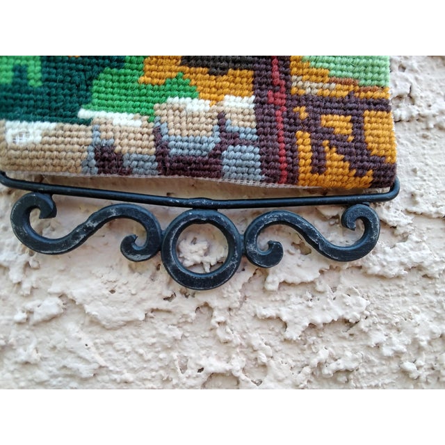 1970s Needlepoint Bell Pull - Rural Scene With Building For Sale In Las Vegas - Image 6 of 9