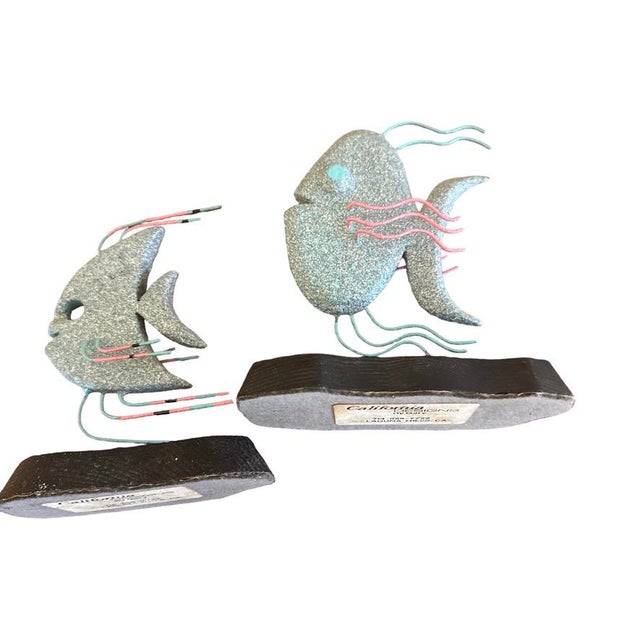 Blue 1980s Postmodern California Designs by Gary Tropical Fish Sculptures, Pair For Sale - Image 8 of 10