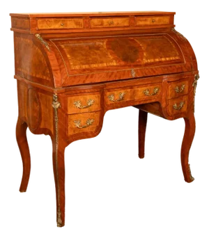 Antique French Louis XV Cylinder Marquetry & Ormolu Bureau Writing Desk 1880