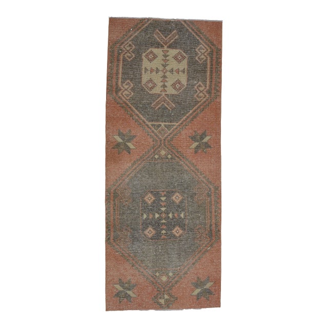 1970s Vintage Handmade Wool Cotton Terracotta Runner Rug For Sale