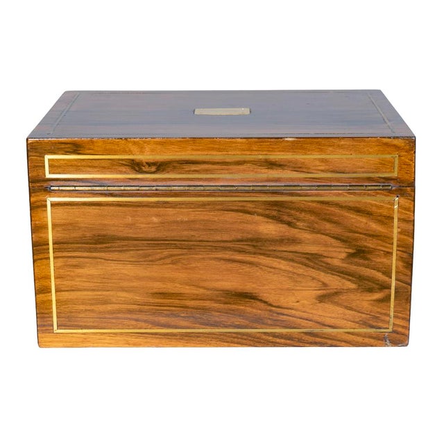 Benson & Hedges Campaign Style Walnut and Brass Inlaid Humidor For Sale In Boston - Image 6 of 9