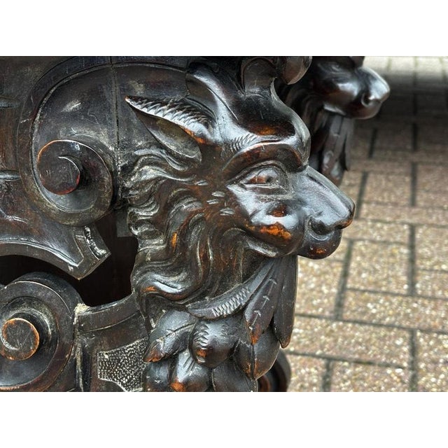 Victorian Italian Carved Walnut Low Lamp Table For Sale - Image 4 of 14