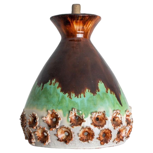 Green and Brown Ceramic Pendant Light, 1970 For Sale