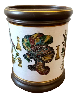 Vintage Fornasetti Style Chess Italian Pottery Jar