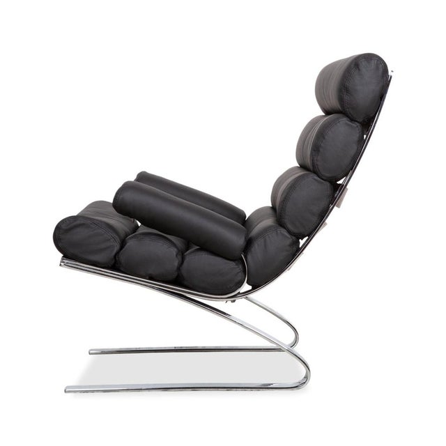 Black Set of Leather and Chrome Sinus Armchair and Ottoman from COR For Sale - Image 8 of 14